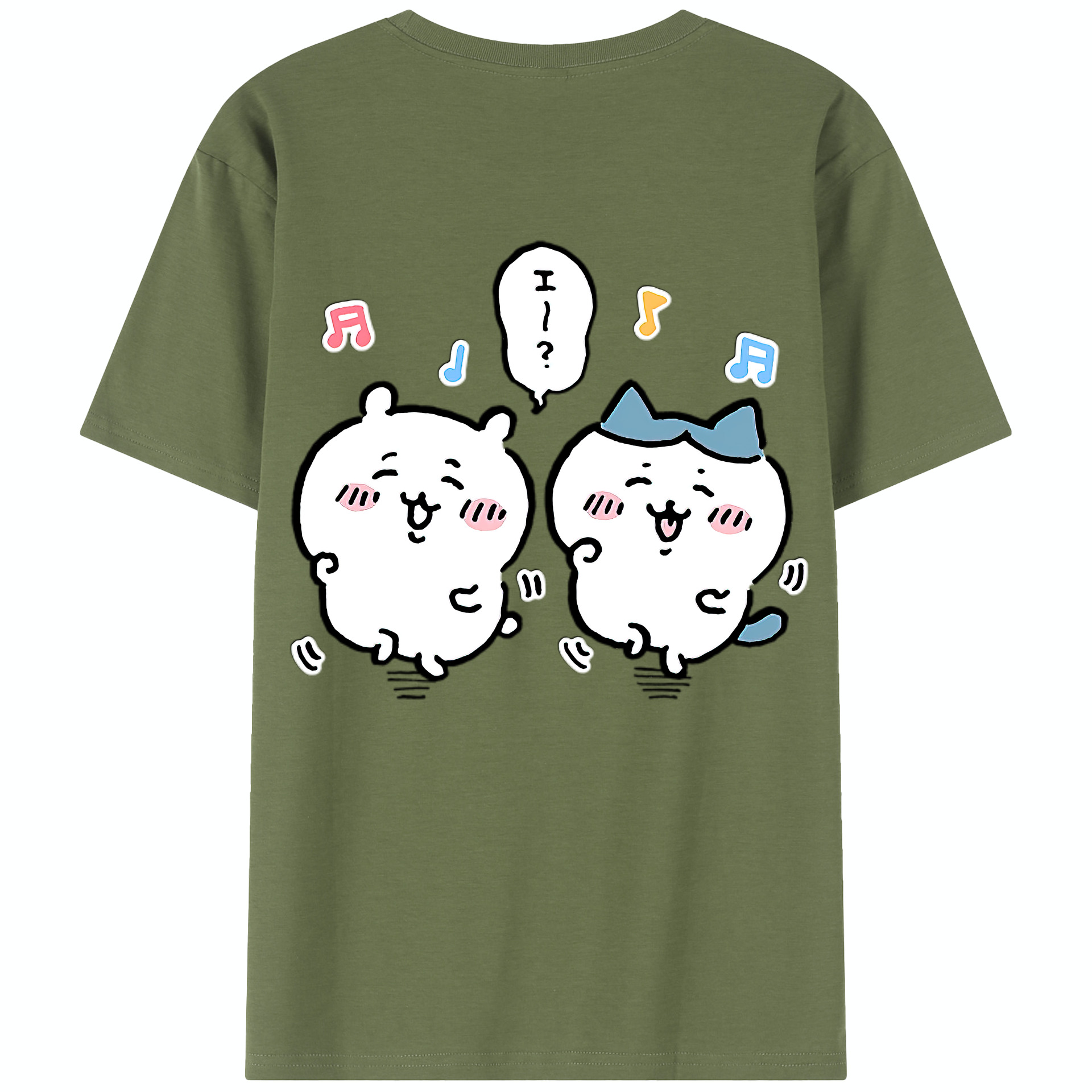 （画像用） ちいかわ ハチワレ Chii-kawa hachiware 綿100％半袖Tシャツ（背面プリント）